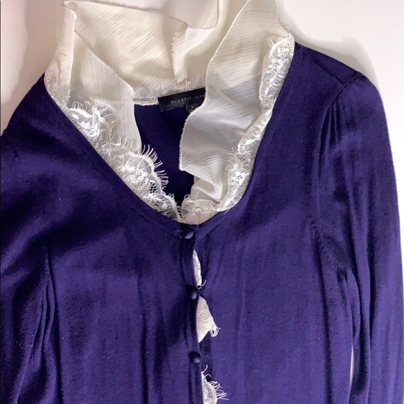 Plastic Island Private School Lace Detail peek a boo navy blue Cardigan - Picture 4 of 8